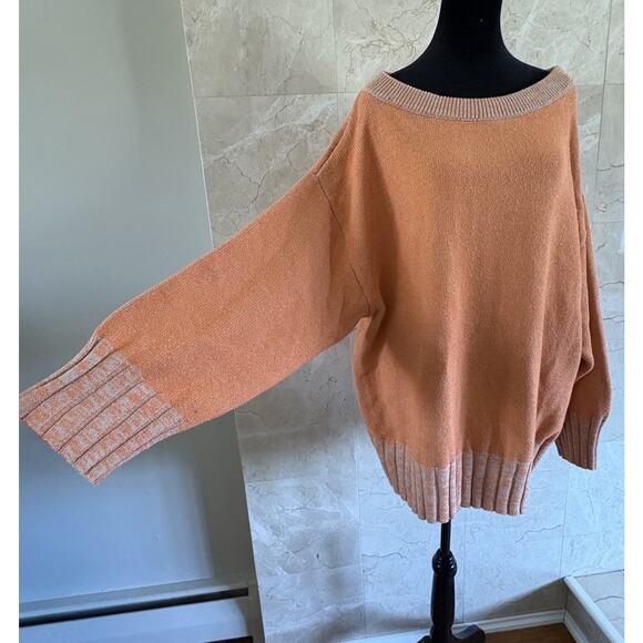 Free People Easy Street Tunic Sweater M Orange Oversized Knit Cozy Slouchy Boho - Picture 6 of 9